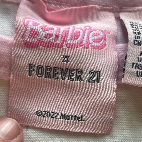 Forever 21 Barbie collab Malibu Barbie pink white crop top - Picture 3 of 7
